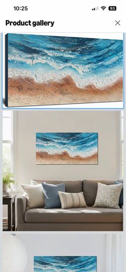 Brand New!Blue Ocean Canvas Wall Art for Living Room Large Seascape Oil Painting for Bedroom Office Kitchen Modern White Waves Pictures Nature Artwork