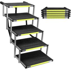 Sturdy 5-Step Aluminum Frame Dog Stair with 1680D PVC Fabric - Non-Slip, Lightwe