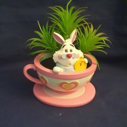 Disney Alice In Wonderland White Rabbit Tea Pot Succulent Planter