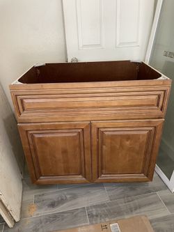 36” Bathroom Vanity Cabinet Base – Solid Wood – Brown