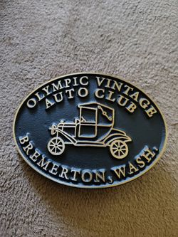 Solid Bronze Olympic Vintage Auto Club Bremerton Belt Buckle