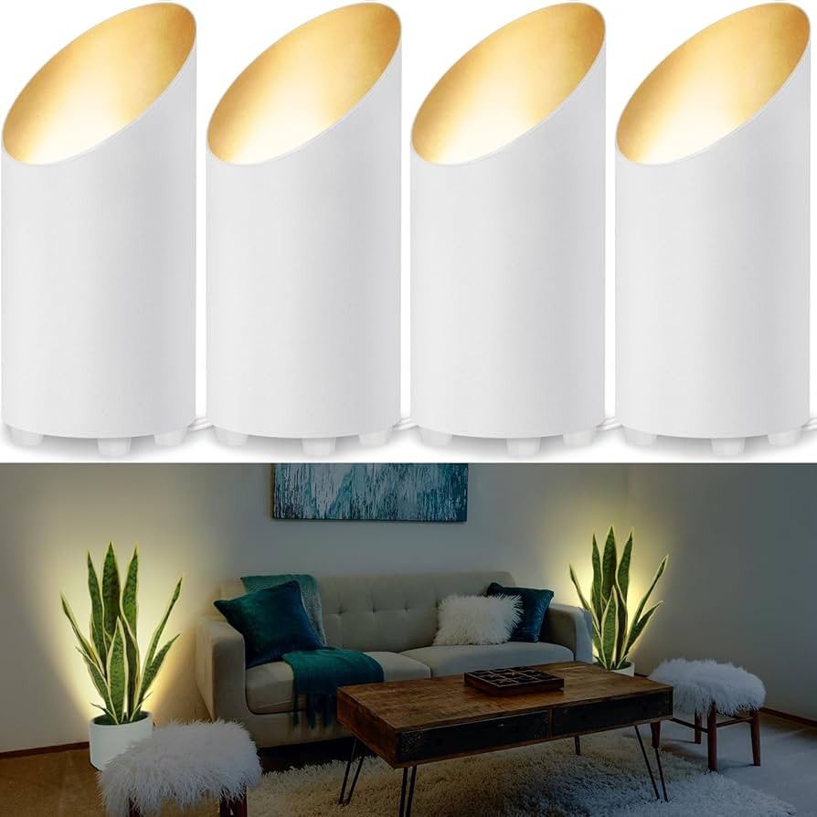 SUNVIE 4 Pack Up Lights Indoor Floor Can Light, 5W Floor Uplighting Indoor Uplights with 2700K GU10 Bulbs, Floor Spotlight Indoor Spot Lights for Home