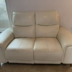 White/cream Leather Sofa Recliner 