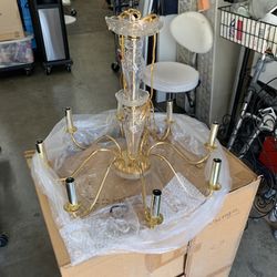 Lightning by Pecaso Brass Hanging Chandelier with Swarovski Crystals