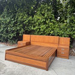 Teak Mid Century Danish Modern Queen Bed