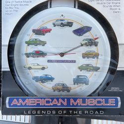 **BRAND NEW** American Muscle Legends Of The Road Muscle Car Clock With Legendary Engine Sounds