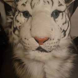 Realistic White Tiger Head Backpack