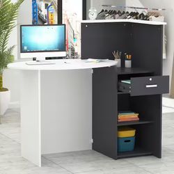 47.7 in. Rectangular White and Gray MDF Computer Desk