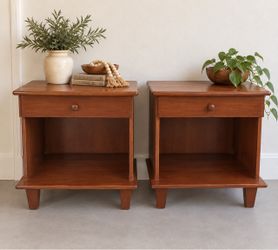 Real Wood Nightstand Set • Pair of Bedside Tables