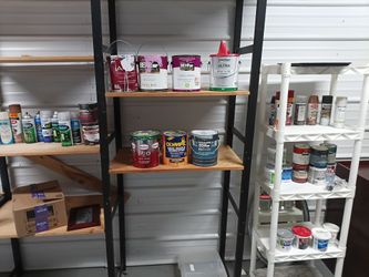 Large Lot of Mixed Paint Cans and Spray Paint