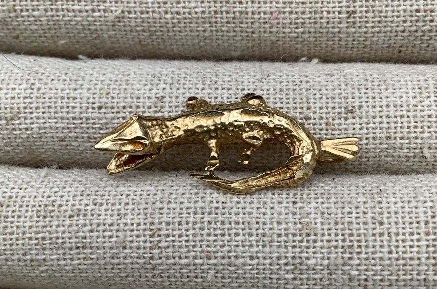 14K Gold Lizard Pendant 