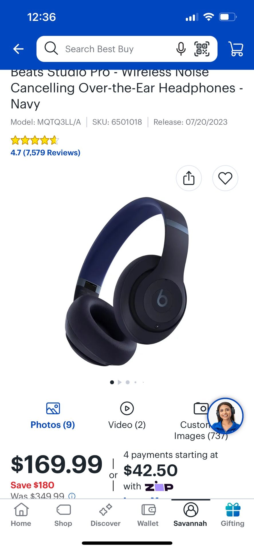 Beats Studio Pro-Wireless Noise-Cancelling Over-the-Ear Headphones-Navy