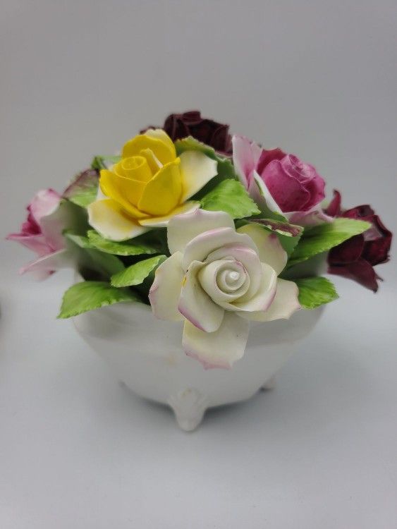 Royal Adderley Bone China Vintage Floral Bouquet in Pedestal Bowl