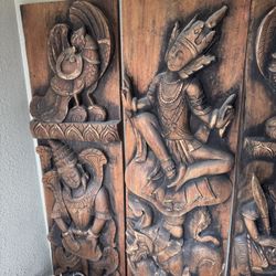 Thai Teak Carved Panels 