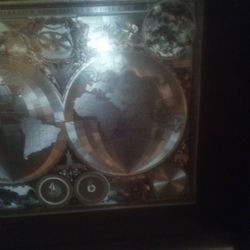 Silver And Gold Foil Map Of The World Wooden Frame