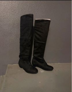 Black Over-the-Knee Flat Boots