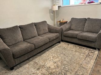 Grey Sofa & Loveseat Set – Good Condition