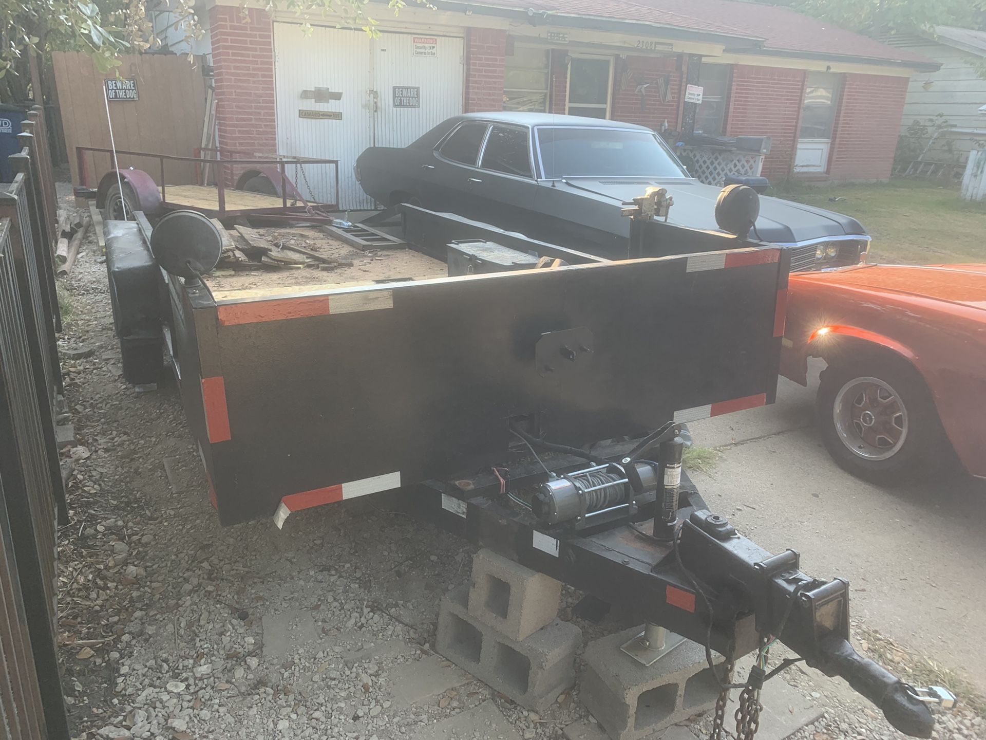 18’ Car trailer with winch and ramps.