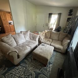 Two Love Seats And Ottoman 