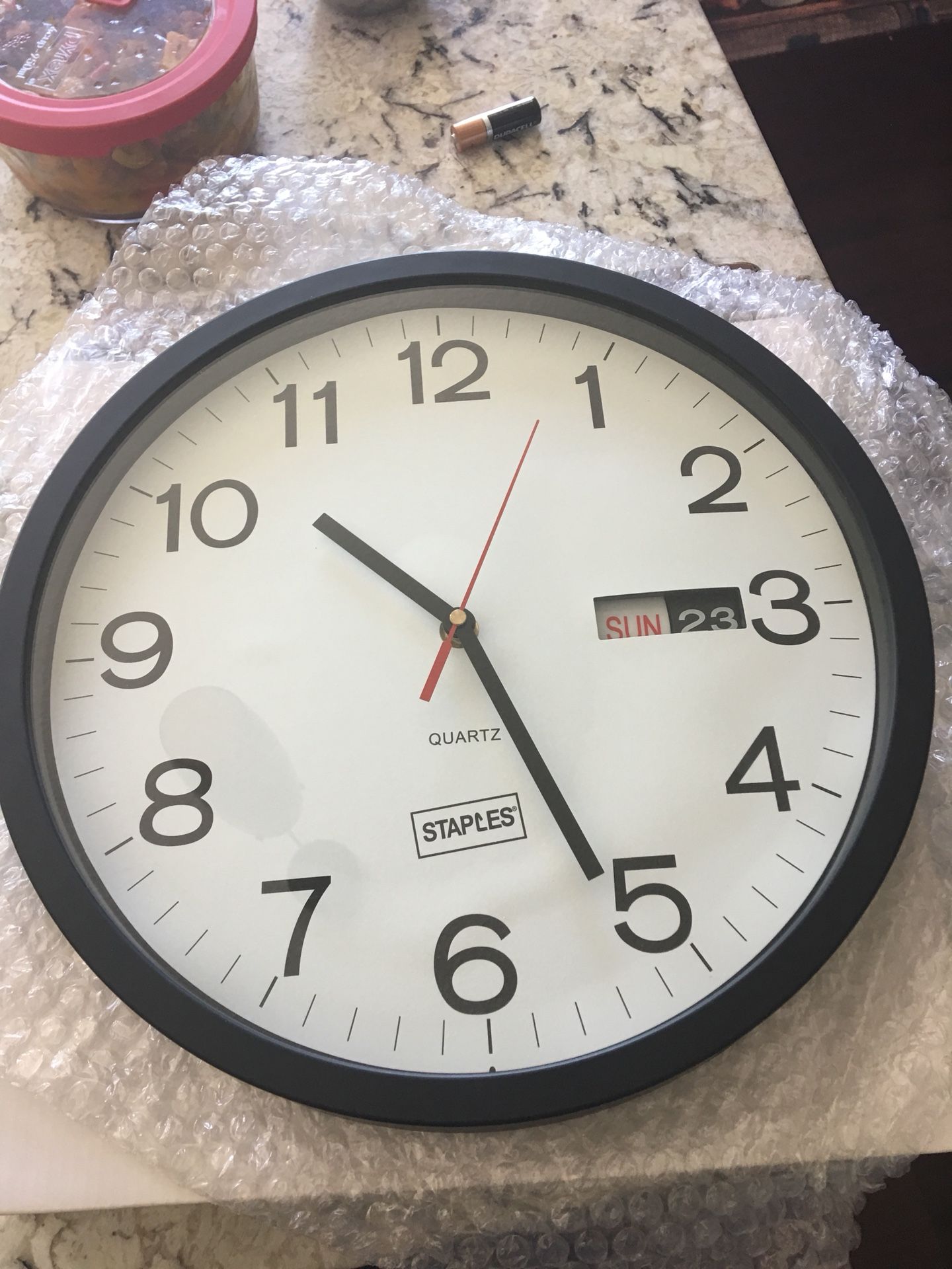 Staples new 12 inch wall clock with day and date