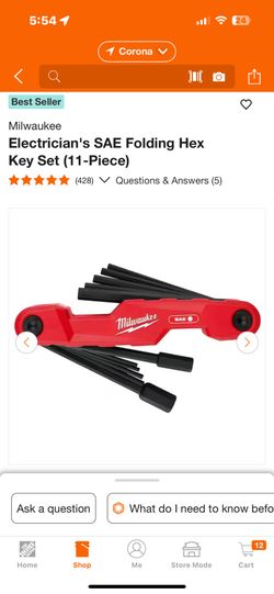 Milwaukee Hex Key Set (11 Keys) Brand New 