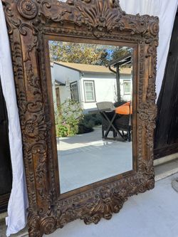 Carved Faux Wood Large Mirror