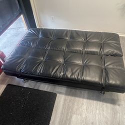 Black Leather Futon Sofa converts to bed