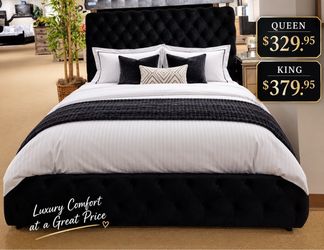🖤 Luxury Black Tufted Bed – Queen & King Available