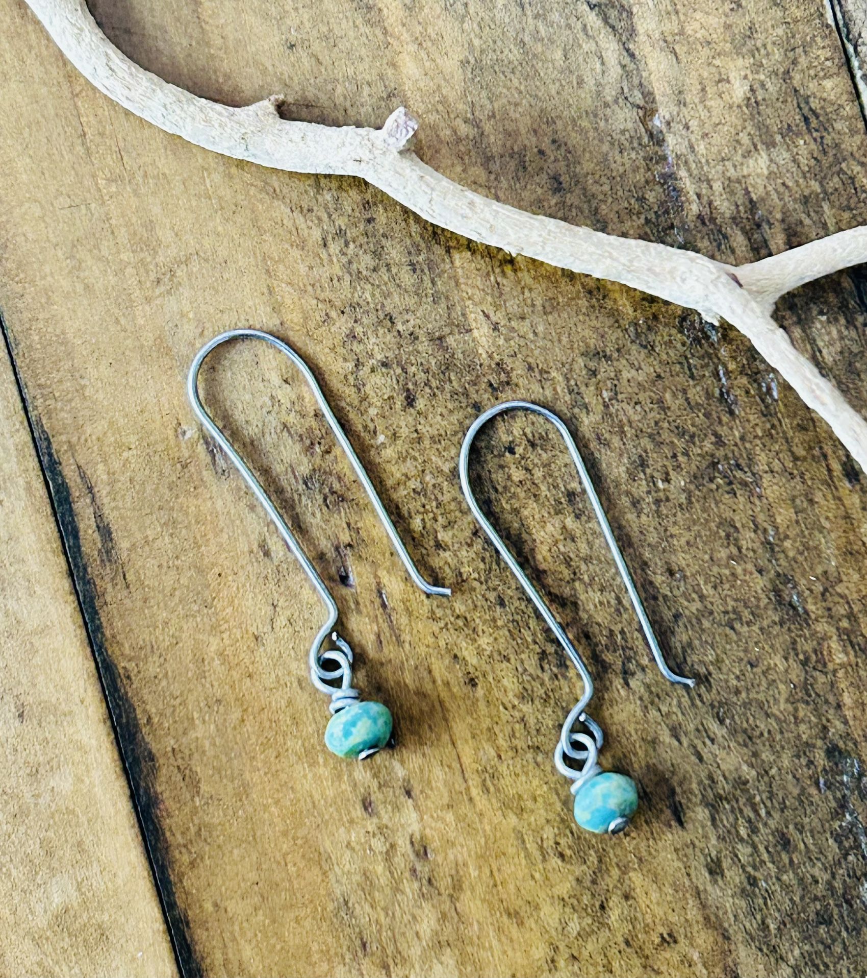 Natural Turquoise & Antique Brass Earrings