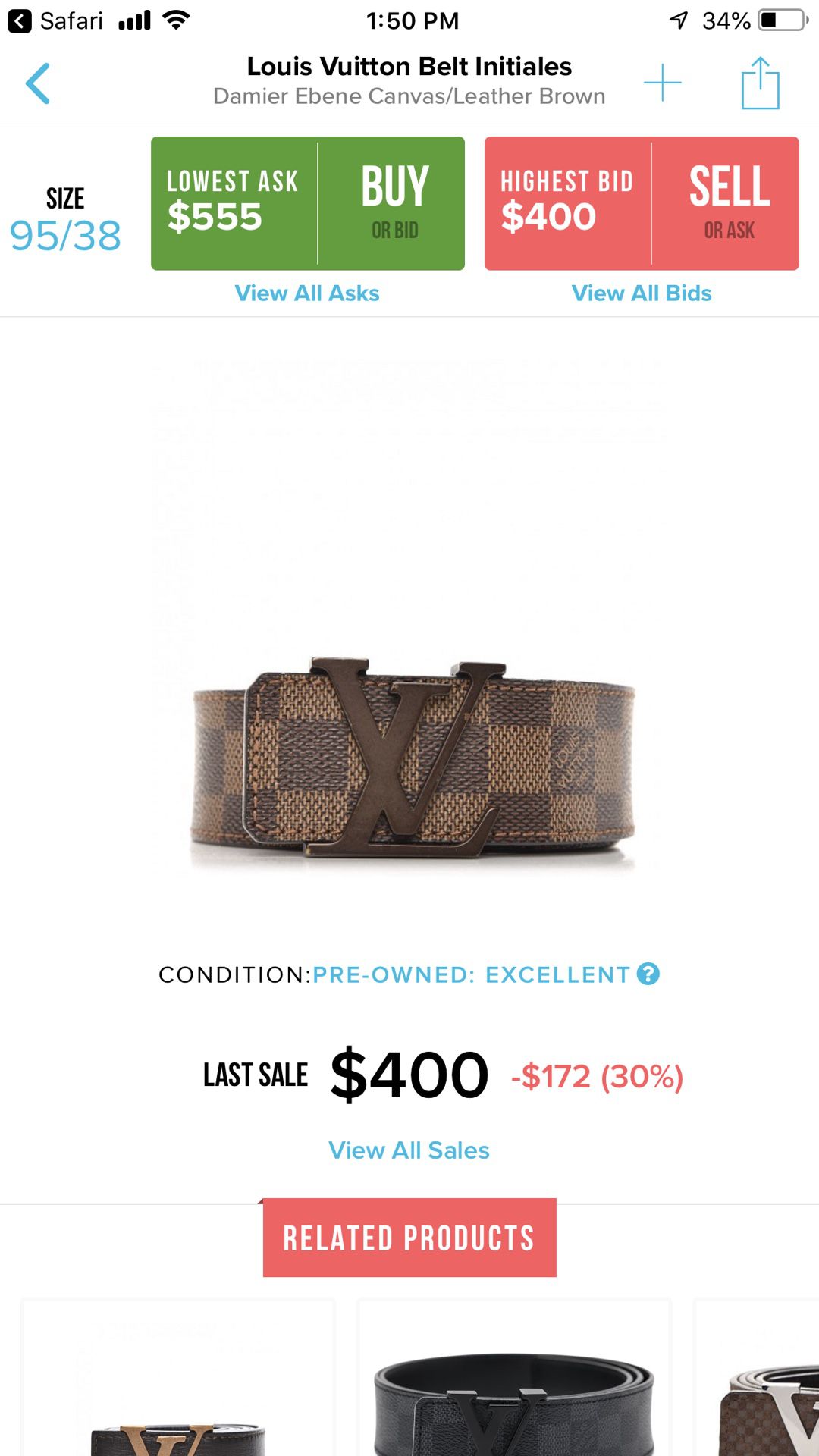 Lv damier belt size 110 Louis Vuitton for Sale in The Bronx, NY - OfferUp