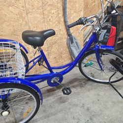 PEXMOR 7 Speed Adult Tricycle Three Cruiser Bike w/Folding Basket