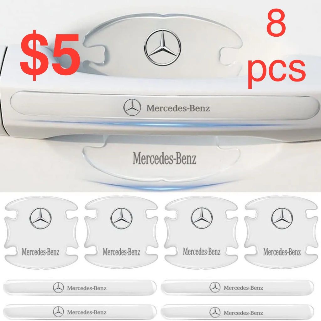 RUNDRIN 8PCS Car Door Handle Scratch Protector for Mercedes Benz Cup Protector for Door Bowl Sticker Anti-Scratches Clear Silicone Car Paint Protectio