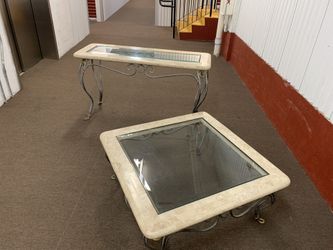2 Beautiful Marble Glass Tables