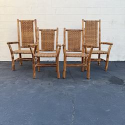 Delivery is available Solid wood Rustic Vintage Old Hickory Woven Armchairs – Set of 4 $999 OBO!