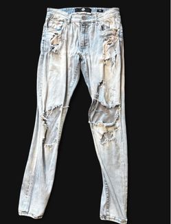 Light Wash Heavily Distressed Skinny Jeans