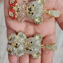Bear chain charms with crystals