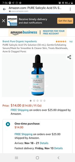 PURE Salicylic Acid 5% Solution (30 mL), Gentle Exfoliating Serum/Mask for Smoother & Clearer Skin, Treats Blackheads, Acne & Clogged Pores