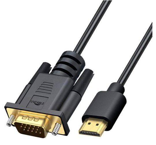 HDMI to VGA Cable Adapter, Gold Plated 6ft Male to MaleCord for Computer, Desktop, Laptop, PC, Monitor, Projector,