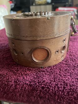 Vintage Round Genuine Leather Trinket Jewelry Box