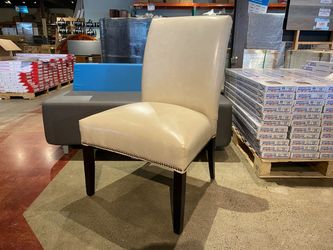 White Tall Back Nailhead Trim Dining Chair