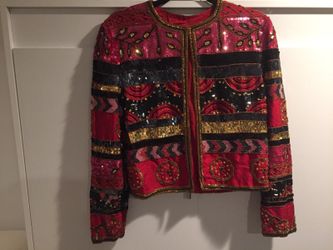 Sequined/pearled silk jacket