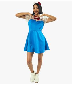 Bioworld Hello Kitty Women's Blue Cosplay Dress With Matching Headband - Medium