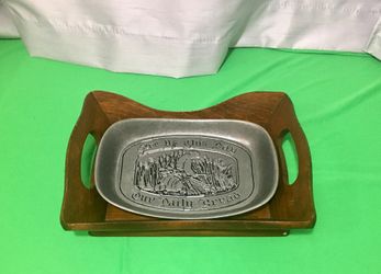 Vintage Pewter Wilton Armetale GIVE US THIS DAY Bread Tray Mount Joy, Pa.USA