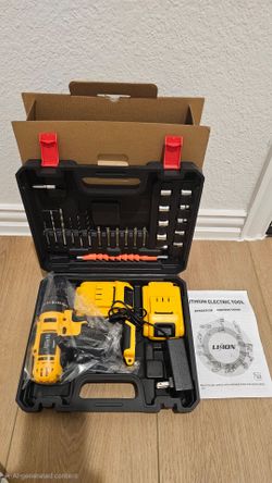 Drill with 2 batteries and toolbox