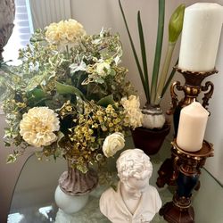 Classic Artificial Flower Bouquet For Decor In Antique Vase 