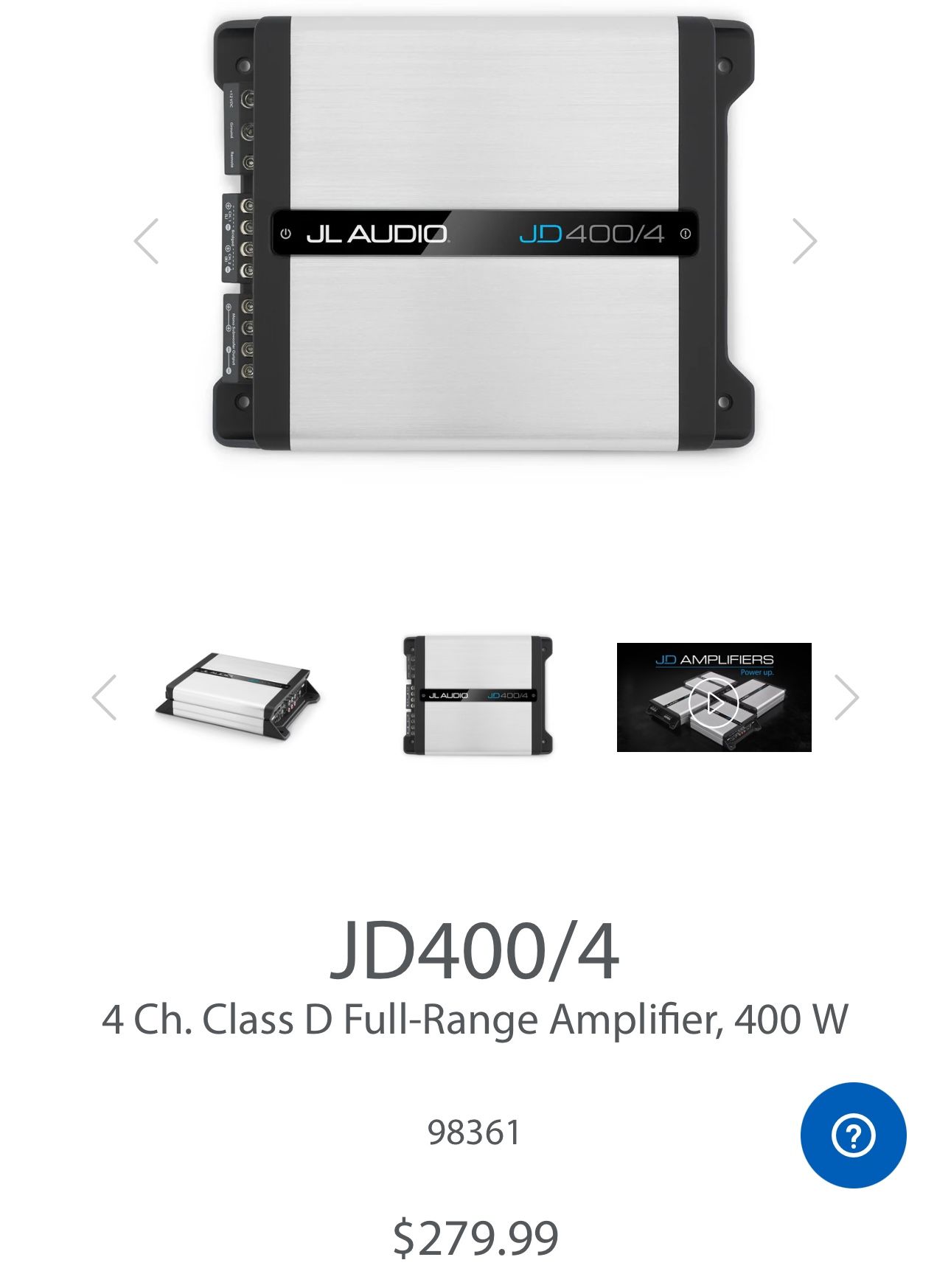 4-Channel Class D Full-Range Amplifier, 100 W x 4 @ 2 Ω / 75 W x 4 @ 4 Ω - 14.4V  Utilizing our exclusive NexD™ high-speed switching technologies, the