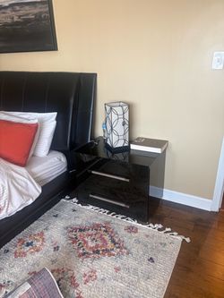 2 Black Gloss Nightstands  with Two Drawers
