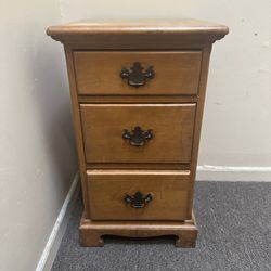 Solid Wood Nightstand If you are creative, you can send it down and repainted. Beautiful piece.