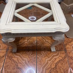 Antique glass top coffee table 24x28 wide by 22 high