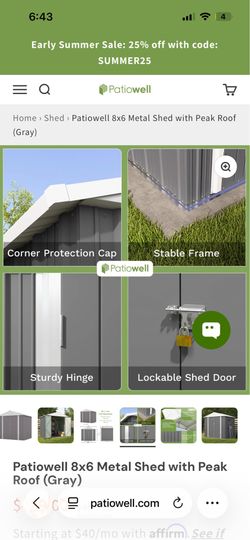 8x6 galvanized steel gable rooff